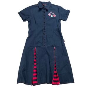 VTG Y2K Emily The Strange Black Short Sleeve Zipper School Girl Dress Small